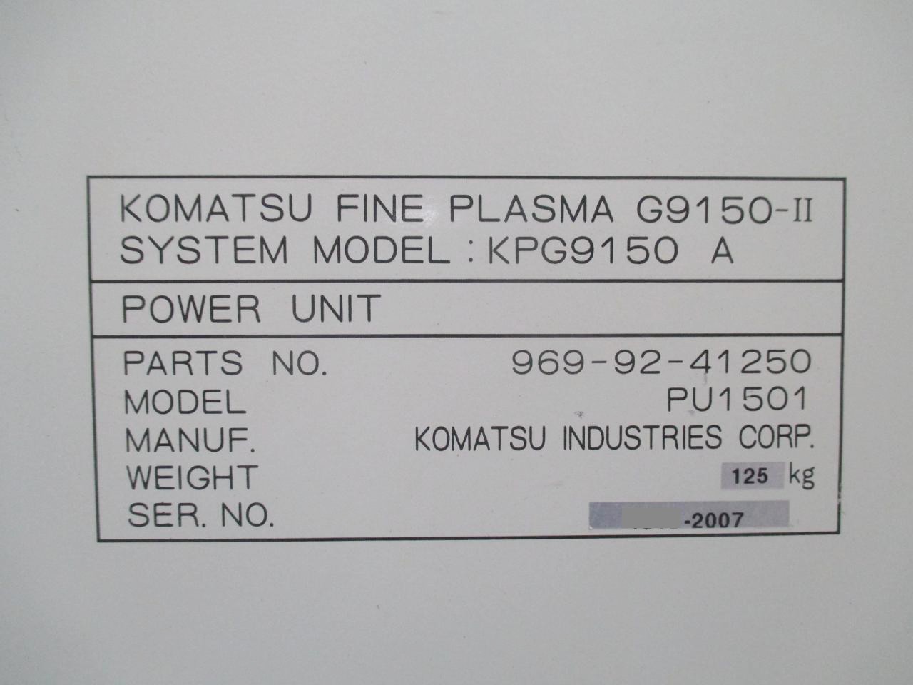 TFP-3051のプラズマ電源銘板